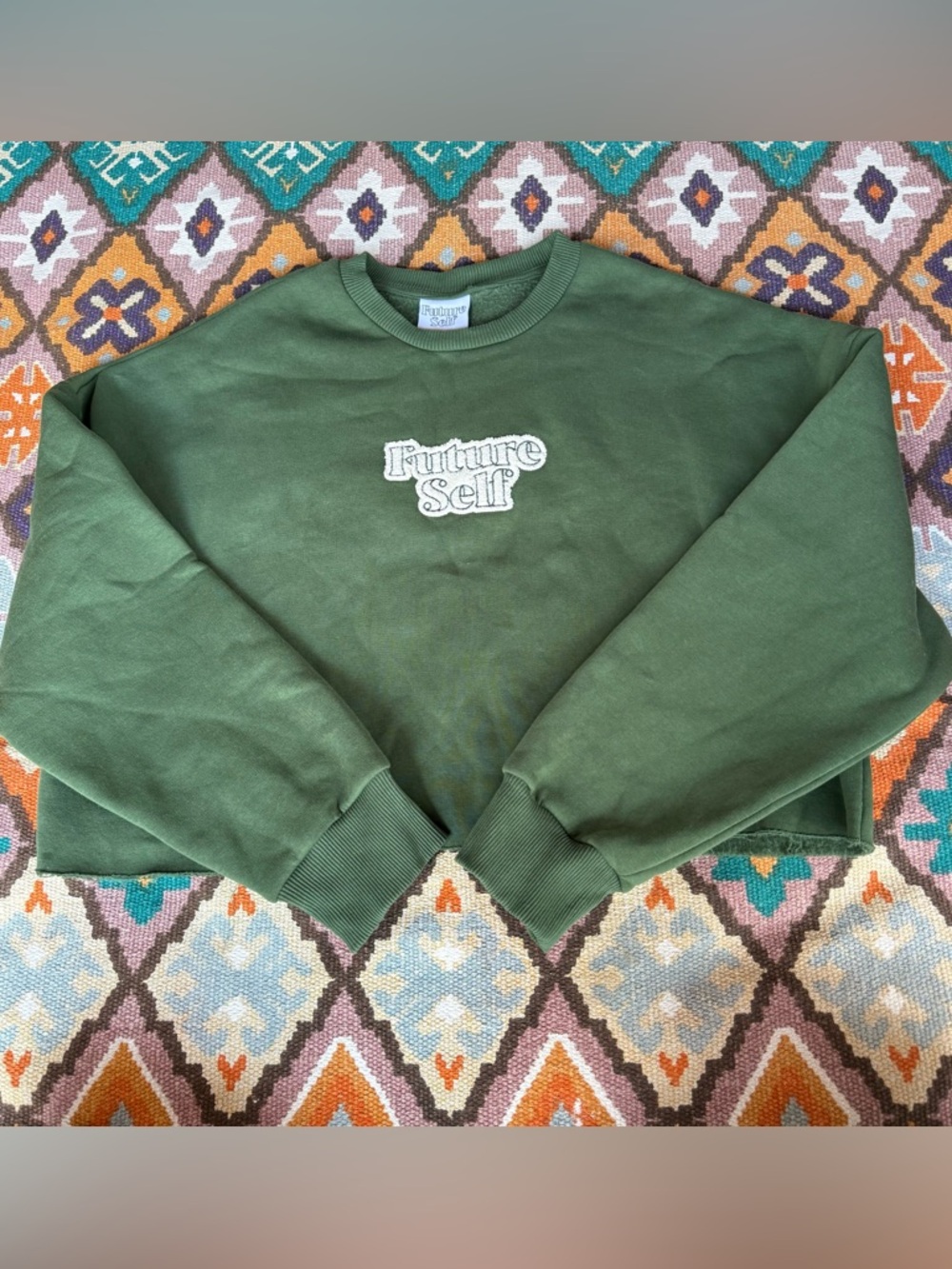 Future Self Cropped Hoodie Green Long Sleeve